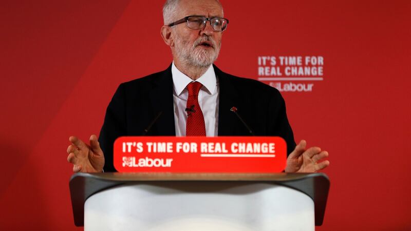 Labour leader Jeremy Corbyn delivers a speech on leadership at the University of Wolverhampton. Photograph:  Darren Staples/Getty Images