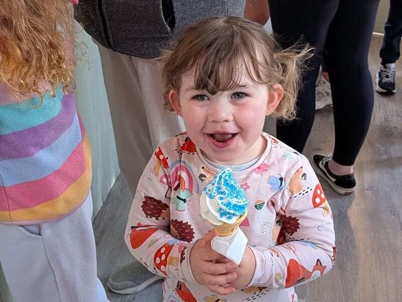 Budding food critic Robin Dunworth checks out the ice-cream from Storm in a Teacup in Skerries