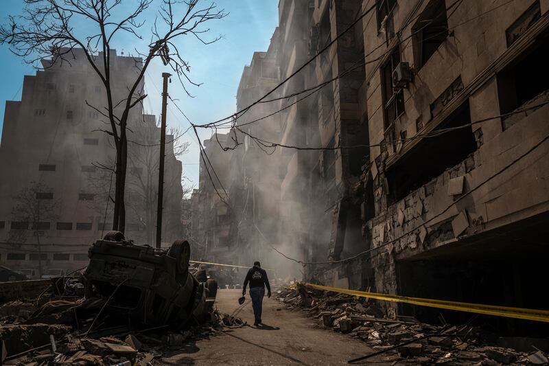Smoke continues to billow on Friday, March 13, 2026, after an Israeli strike in the Bachoura neighborhood of central Lebanon, Beirut, on Thursday morning. Photograph: Diego Ibarra Sanchez/The New York Times
                      