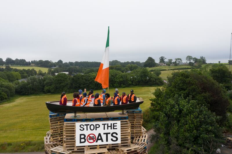 The top of the Moygashel bonfire before it was ignited on Thursday night. Photograph: Charles McQuillan
