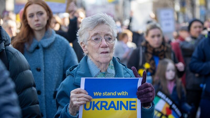 -O’Connell Street, Dublin. Protest against the Russian war in Ukraine. Photo: Tom Honan