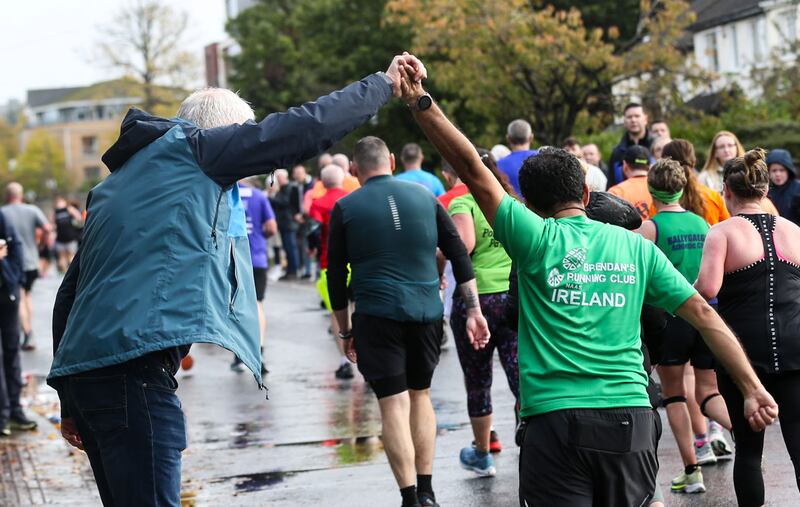 Dublin Marathon 2023: Spectators support the marathon runners during the race. Photograph: Nick Elliot/Inpho