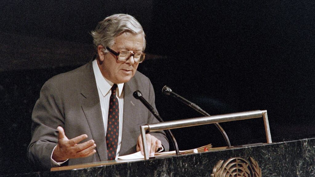 Geoffrey Howe as British foreign secretary addressing the General Assembly of the United Nations in New York. Photograph: David A Cantor/AFP/Getty Images