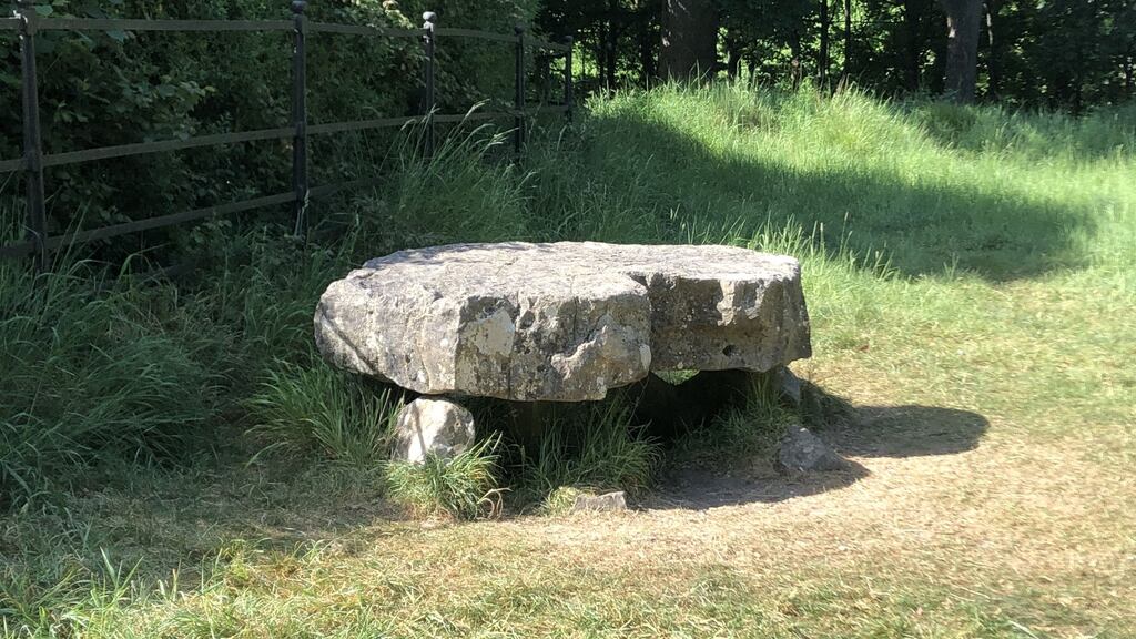 The Knockmaree dolmen, named for the hill it stands on, is more strictly speaking a cist grave – one of a small number  known in Ireland
