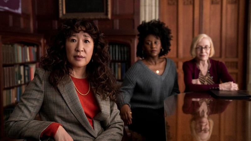 Sandra Oh, Nenah Mensah and Holland Taylor in The Chair