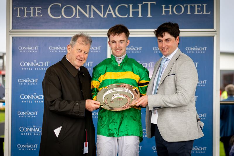 Owner JP McManus, jockey Alan O’Sullivan and trainer Emet Mullins after winning with Filey Bay. Photograph: Morgan Treacy/Inpho