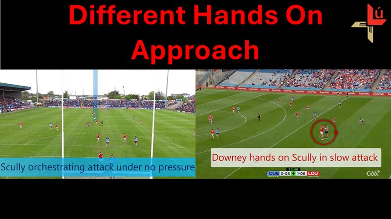 The change in defensive approach by Louth from the Leinster game, with regard to Dublin playmakers.