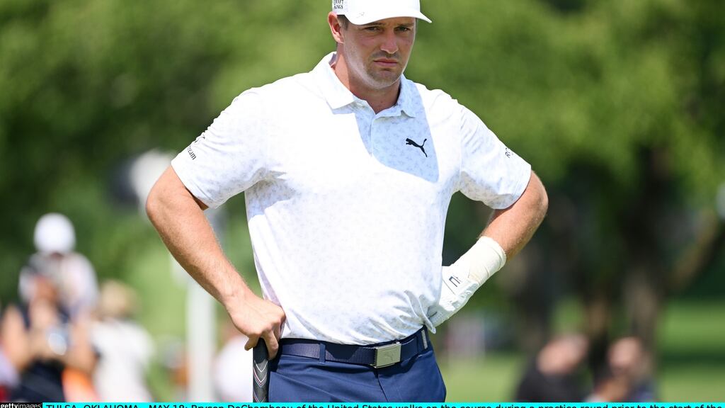 Bryson DeChambeau practising at Southern Hills. Photograph: Ross Kinnaird/Getty