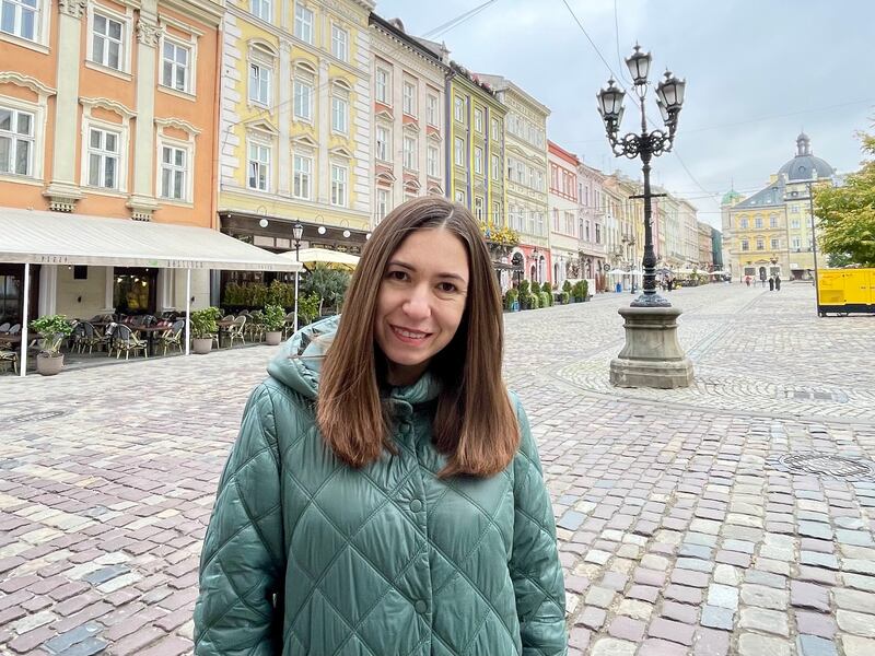Helena, a resident of Lviv in western Ukraine, hopes support from Europe for her country will counterbalance growing pressure from US president Donald Trump. Photograph: Daniel McLaughlin