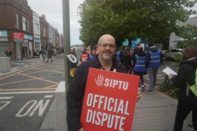 Conor Carroll is a porter at St Michael’s Hospital in Dún Laoghaire and says Wednesday’s strike is all about wages and the increased cost of getting by. Photograph: Emmet Malone