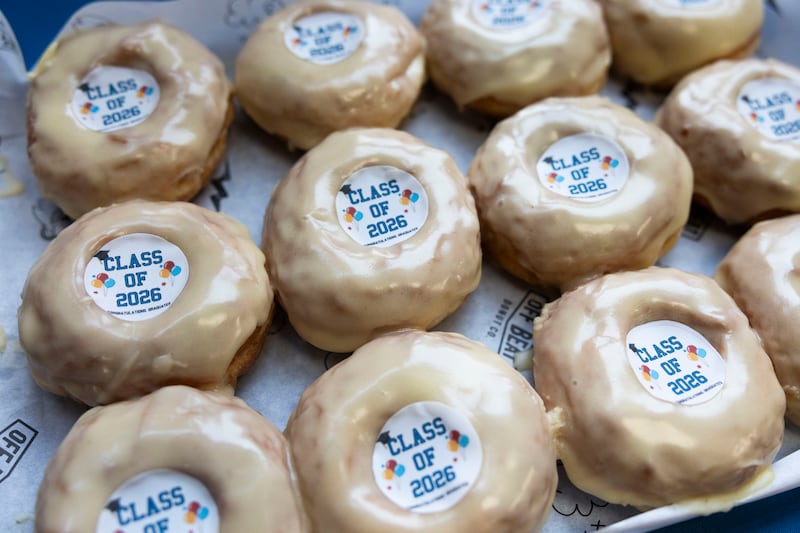 The Class of 2026 donuts for students reviewing their Leaving Cert results, which were announced today, photographed at the Institute of Education, Dublin. Photograph: Sam Boal/Collins Photos.