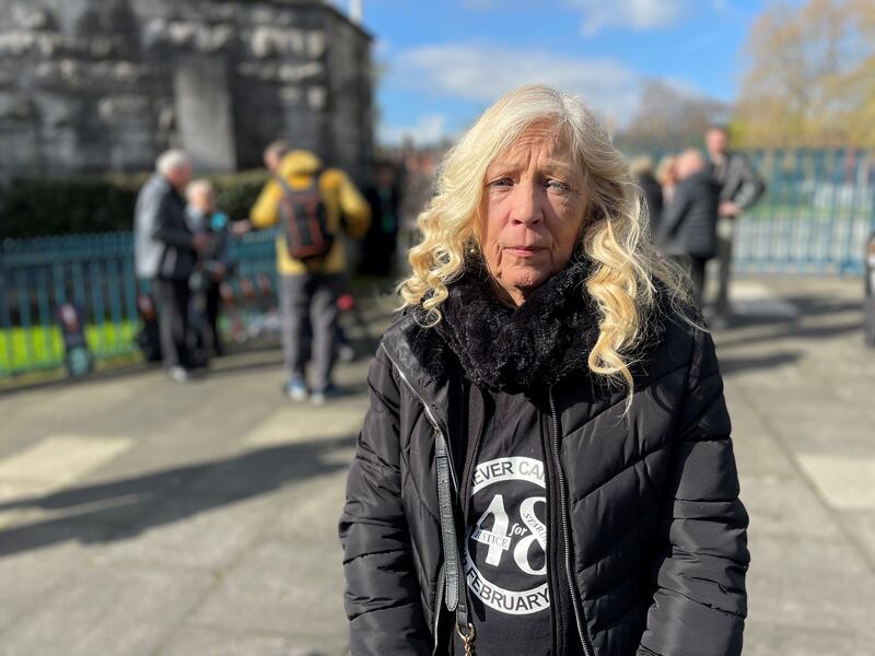 Antoinette Keegan, whose two sisters Mary and Martina died in the Stardust fire, pictured at the Garden of Remembrance in Dublin.