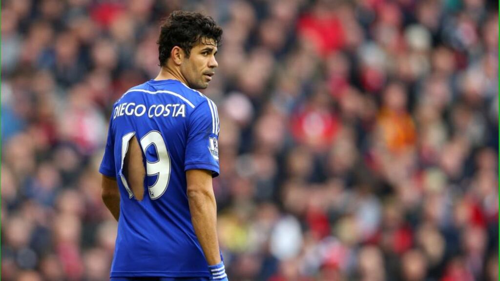 Diego Costa, who relished the physical nature of his battle with Liverpool’s Martin Skrtel, scored his 10th goal of the season to earn Chelsea victory at Anfield. Alex Livesey/Getty Images