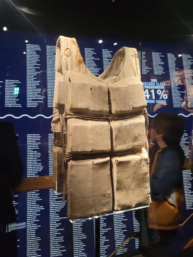 Titanic lifejacket on show at the Belfast museum