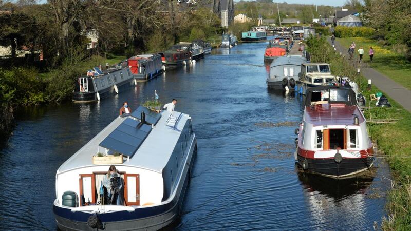 Barges on the Royal Canal at Castleknock, Dublin. Photograph: Dara Mac Dónaill