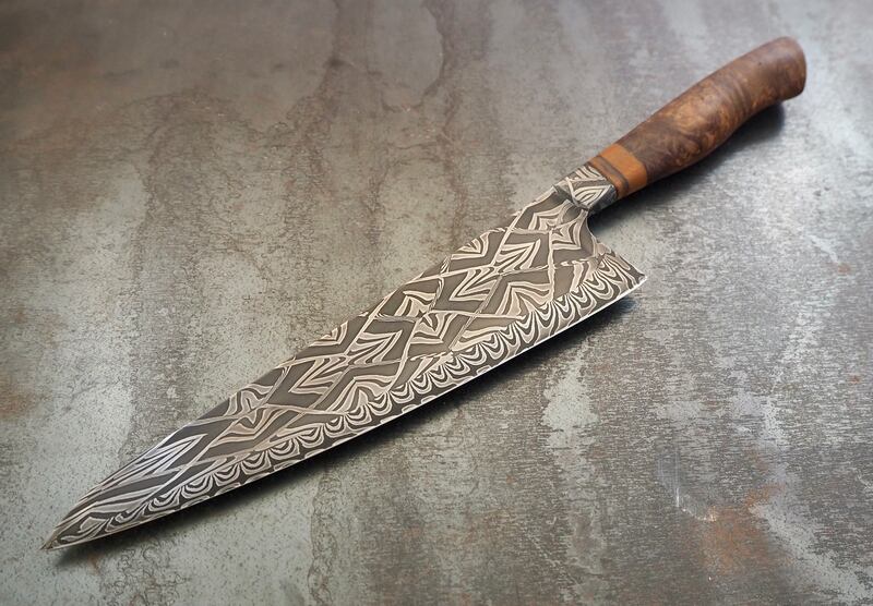Damas steel knife by Sam Gleeson.