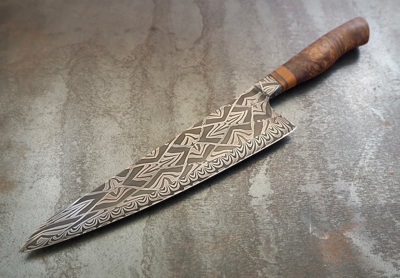 Damas steel knife by Sam Gleeson.