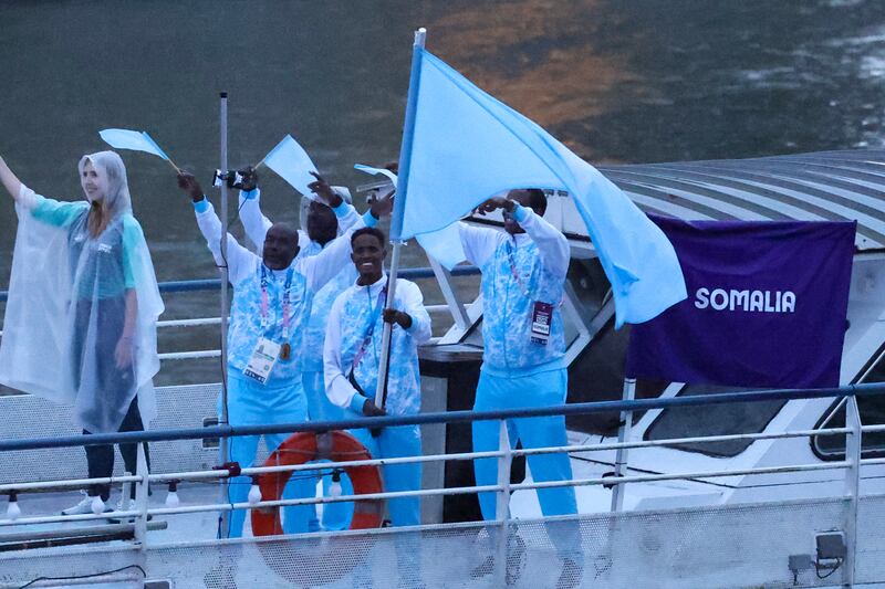 Paris 2024 Olympic Games: Flagbearers of Team Somalia. Photograph: Arturo Holmes/Getty Images