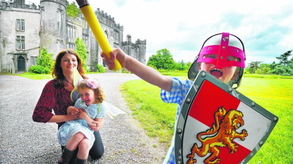 Lady Alicia Clements with her twins Henry and Charlotte in the grounds of Birr Castle, Co Offaly Photograph: Alan Betson