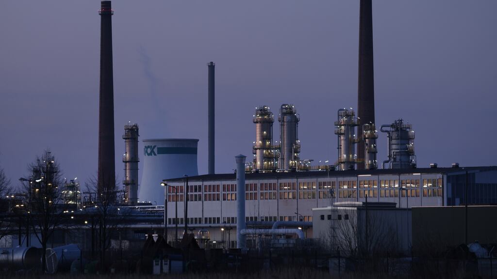 The PCK oil refinery in Schwedt, Germany. Photograph: Sean Gallup/Getty