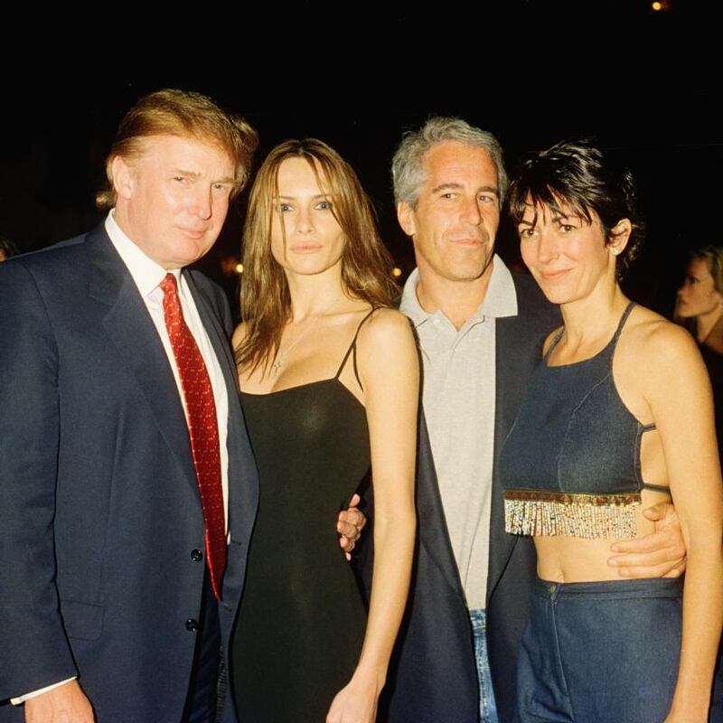 Donald and  Melania Trump, Jeffrey Epstein and Ghislaine Maxwell at the Mar-a-Lago club, Palm Beach, Florida (2000). Photograph: Davidoff Studios/Getty Images