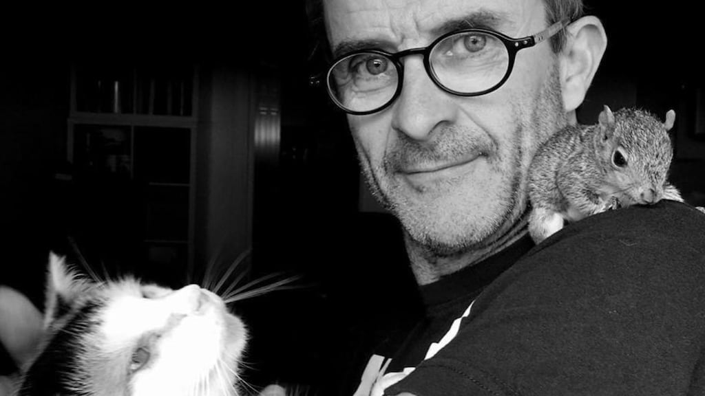 Kevin Clancy with his pets at his home. Photograph: Johnny Bambury