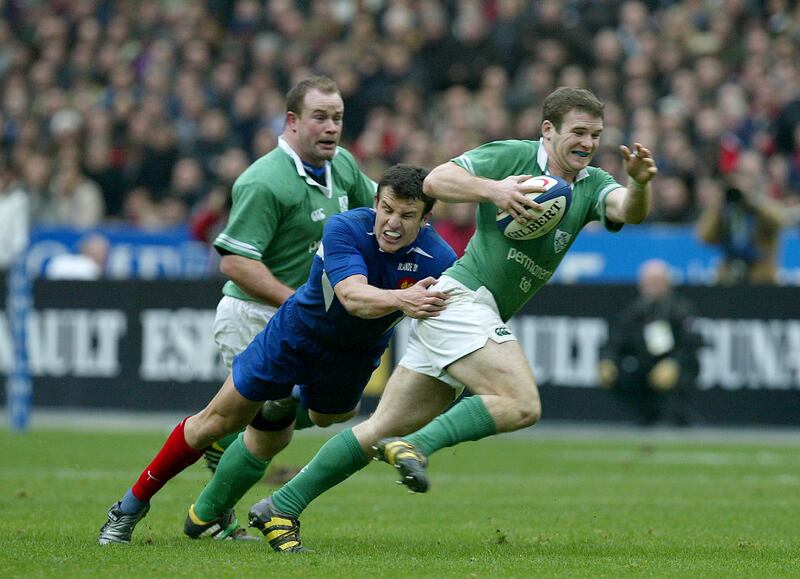Gordon D'Arcy in action for Ireland against France in the 2004 Six Nations. Photograph: Morgan Treacy/Inpho