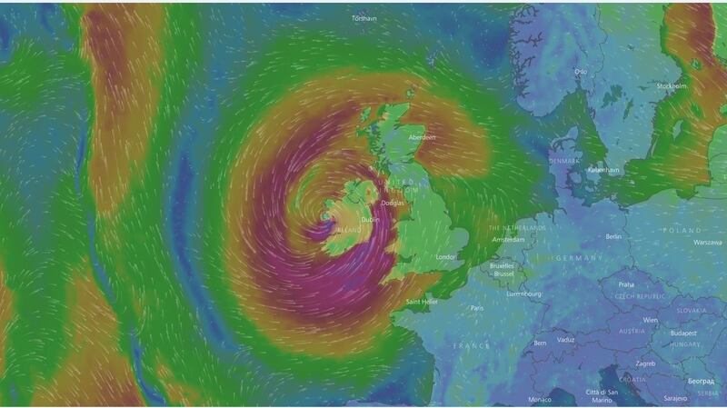 Met Éireann is liaising with the United Kingdom Met Office, and the United States National Hurricane Centre in Miami, Florida.  Image: Windy.com