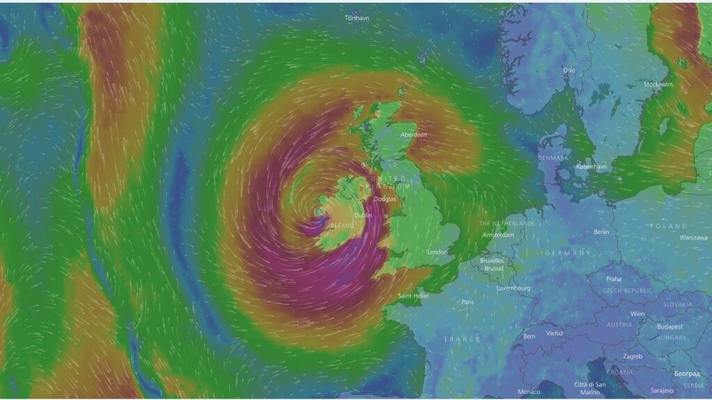 Met Éireann is liaising with the United Kingdom Met Office, and the United States National Hurricane Centre in Miami, Florida.  Image: Windy.com