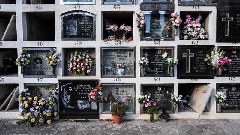 Tomb 54, where María Hernández, a  Médecins Sans Frontières ais worker who was assassinated in Ethiopia’s Tigray region last year, is interred in Sanchotello, Spain. Photograph: Simon Marks via New York Times