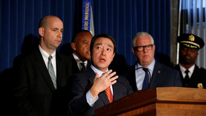 Joon H Kim, acting United States attorney for the Southern District of New York, announces federal charges against Akayed Ullah in connection with Monday’s bombing at the New York Port Authority Bus Terminal in Manhattan. Photograph: Brendan McDernid/Reuters