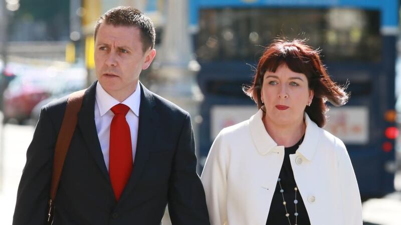 Andrew and Ruth Kiernan from Duleek, Co Meath pictured leaving the Four Courts  after the announcement of a High Court Medical Negligence settlement on behalf of their daughter Ava. Photograph: Courts Collins