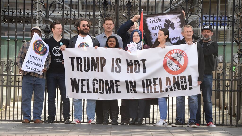 Members of Stop Trump Ireland stage a protest in Dublin against US president Donald Trump’s visit to Ireland last June. Photograph: Dara Mac Dónaill / The Irish TimesPhotograph: Dara Mac Donaill / The Irish Times
