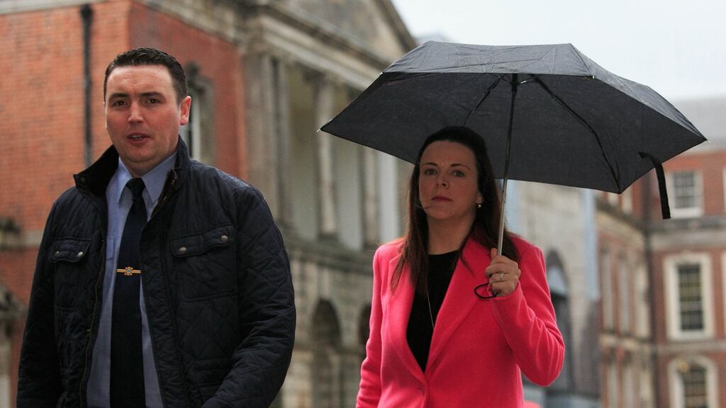 Garda whistleblower Keith Harrison and Marissa Simms arrive at  the Charleton Tribunal in Dublin Castle. Photograph: Gareth Chaney/Collins