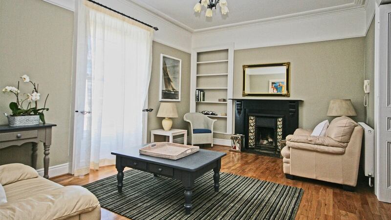 Walls are painted in muted grey shades and floors are oak in the apartments in No 2 Abbey Street, Howth.