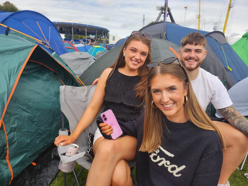 Rachel Hockney, Lauren Hayes and Conor French at the Jimi Hendrix campsite at Electric Picnic