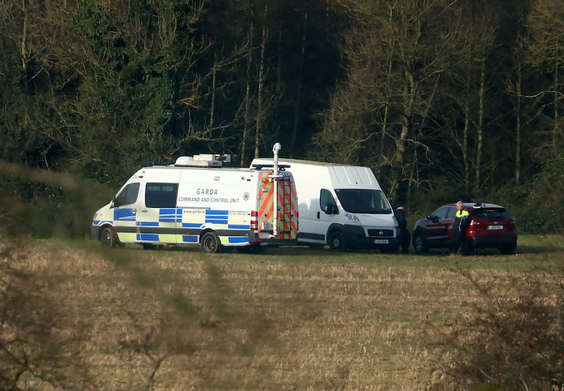 Gardaí searching a field in Grangecon, Co Wicklow. Photograph: Colin Keegan / Collins Dublin