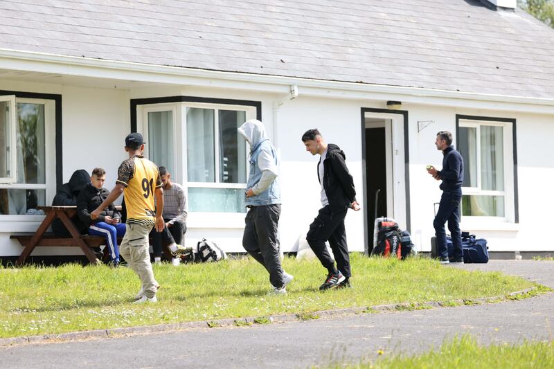 Asylum seekers at Magowna House on Tuesday. Photograph: Eamon Ward 