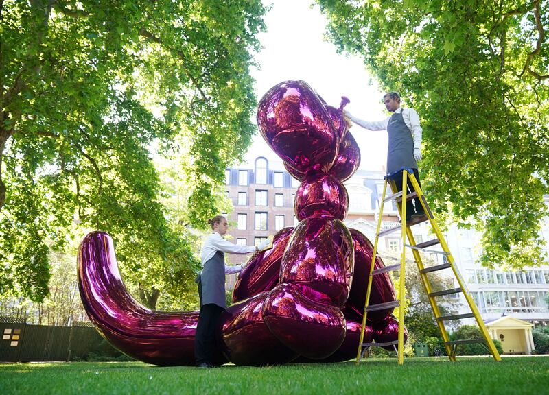 Artist Jeff Koons's sculpture Balloon Monkey was sold recently raising $11.5 million. Photograph: Yui Mok/PA