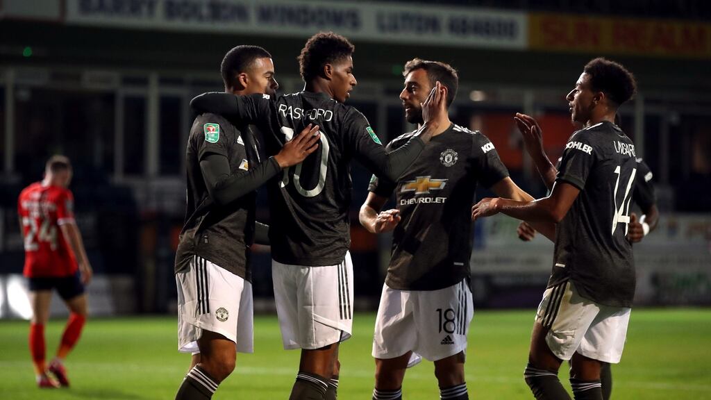 Marcus Rashford came off the bench to get Manchester United over the line at Luton last night. Photograph: PA