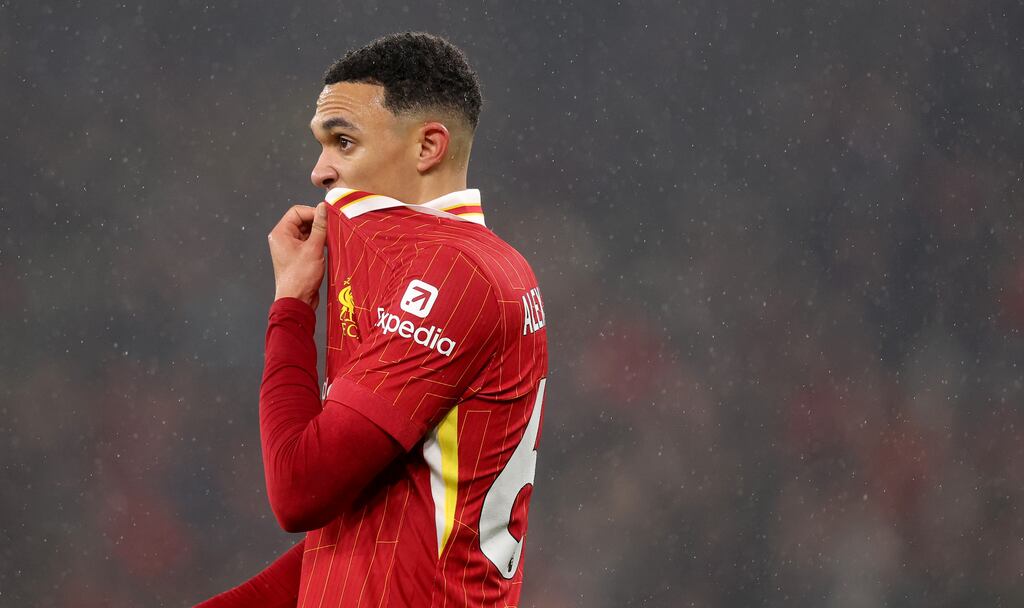 Liverpool's Trent Alexander-Arnold during the Premier League match against Manchester United on Sunday. Photo: Carl Recine/Getty Images