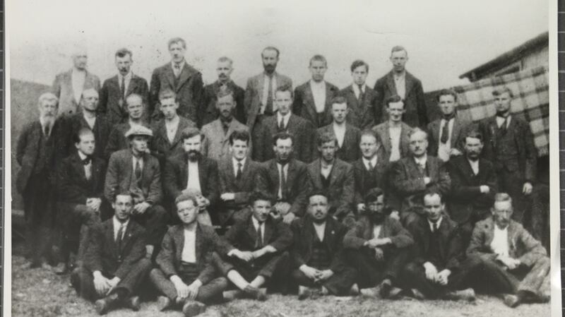 Prisoners at Frongoch internment camp in 1916. Photograph: National Museum of Ireland