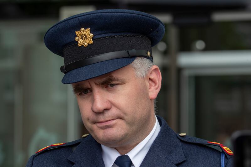  Superintendent Gordon Woulfe, of Blackrock Garda District, speaking to media  outside the Central Criminal Court, where the trial of Sameer Syed was due to start. Photograph: Collins Courts