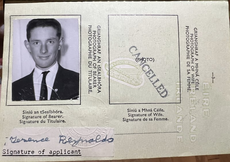 The passport of Terence Reynolds who emigrated from Co Longford to the United States in the 1960s