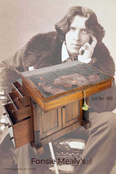 Oscar Wilde's desk which was sold to an Irish collector for €29,000 at Fonsie Mealy's auction in June 2025