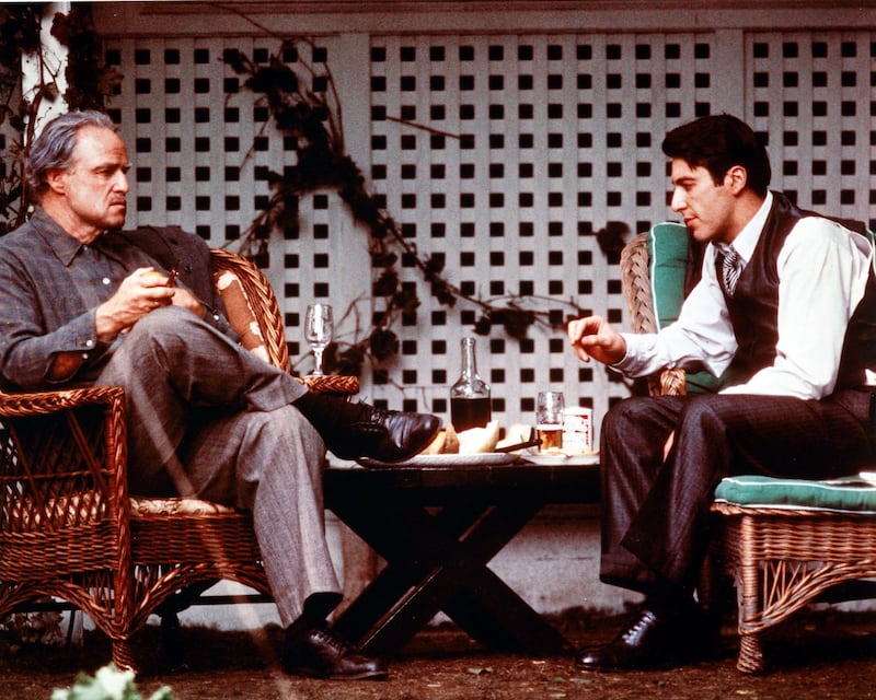 Marlon Brando (left) opposite Pacino in a publicity still issued forThe Godfather in  1972. Photograph: Silver Screen Collection/Getty Images