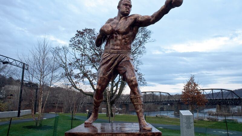 The newly erected statue of Larry Holmes in  a riverfront park in Easton. Holmes is still a big celebrity in the city. Photograph: Bryan Anselm/The New York Times