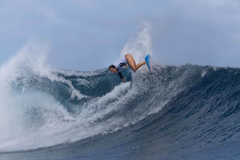 Johanne Defay of team France during a Surfing Training Session ahead of the Olympic Games Paris 2024. Photograph: Ed Sloane/Getty