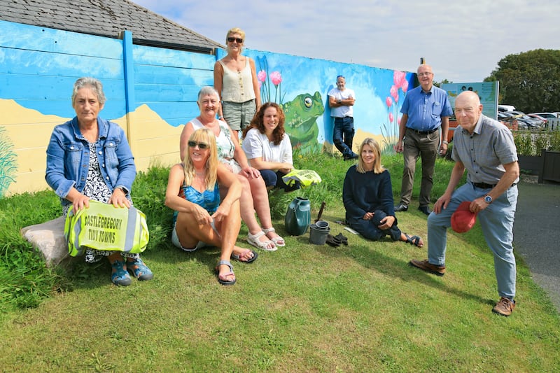 Castlegregory Tidy Towns and Maharees Conservation Group members Catherine McCall, Carol Hanley, Kim O'Mahony, Bettina Pickering, Ding Costello, Martin Greenwood, Martha Farrell, Oliver Greighan, and Harry McCall. Photograph: Valerie O'Sullivan