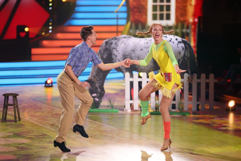 Anna Ermakova and Valentin Lusin dance during the show. Photograph: Andreas Rentz/Getty Images